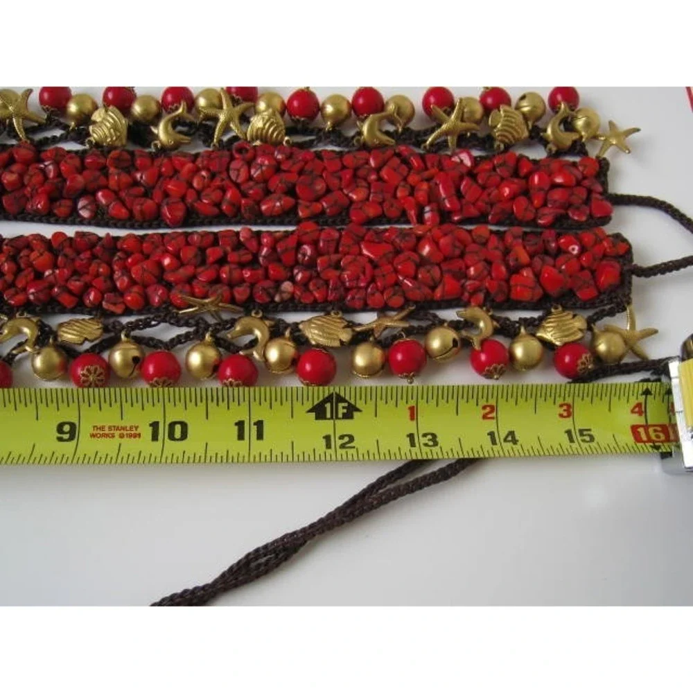 New Lady Red Corals beads‎ Handmade rare unique style Waist Belt